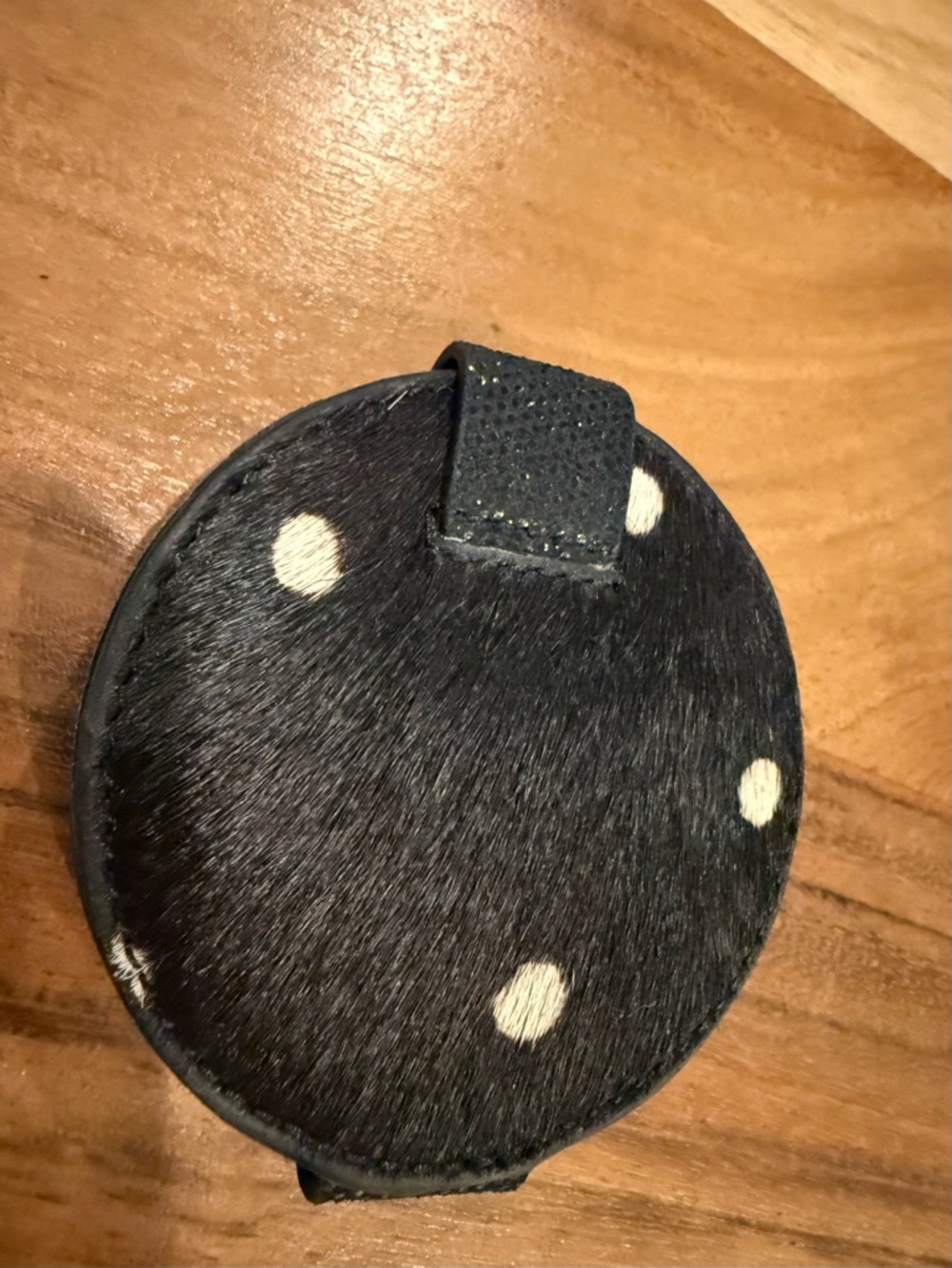 Chicos Hair on Hide Black Polka Dot Wristlet with Mirror - Picture 12 of 15